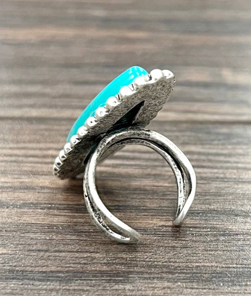 750195, Turquoise Adjustable Ring