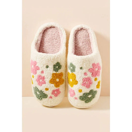 Flower Fuzzy Fleece Soft Slipper - Southern Sassy Boutique