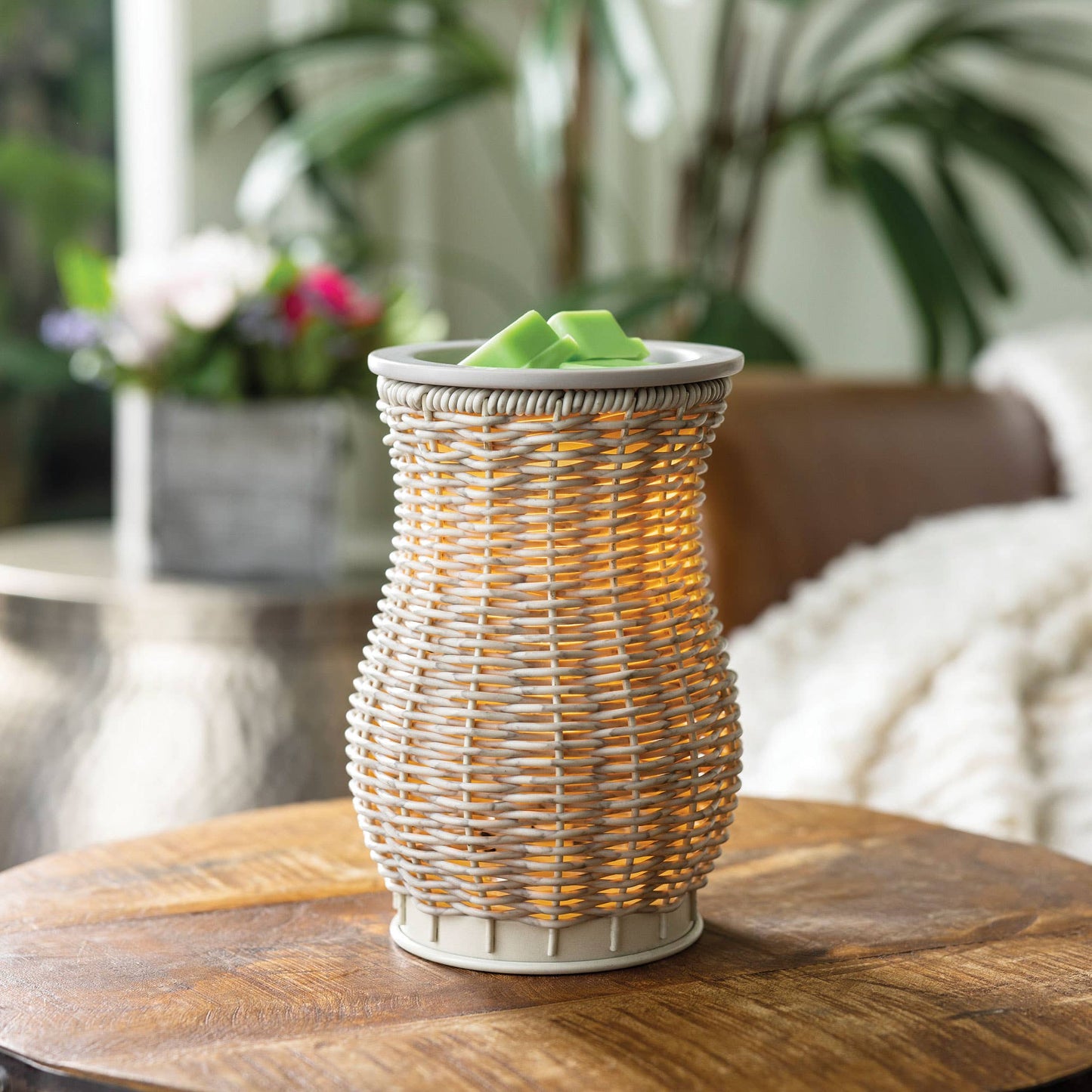 Illumination Fragrance Warmer-Deluxe Gray wash Wicker