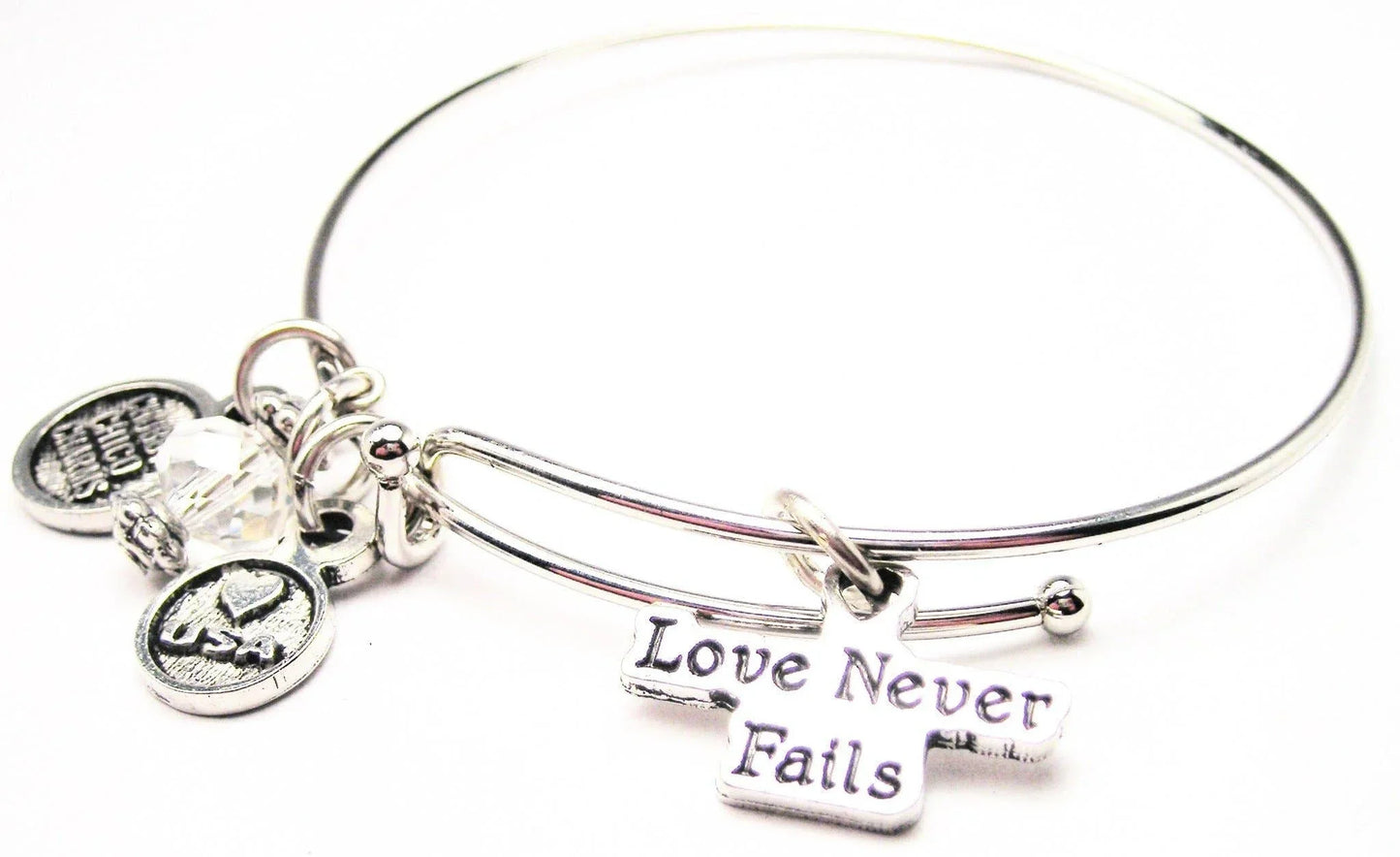 Love Never Fails Expandable Bangle Bracelet Expressions - Southern Sassy Boutique