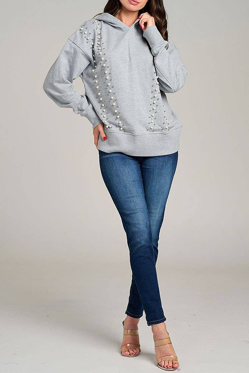 Long Sleeve Pearl Detail Hoodie