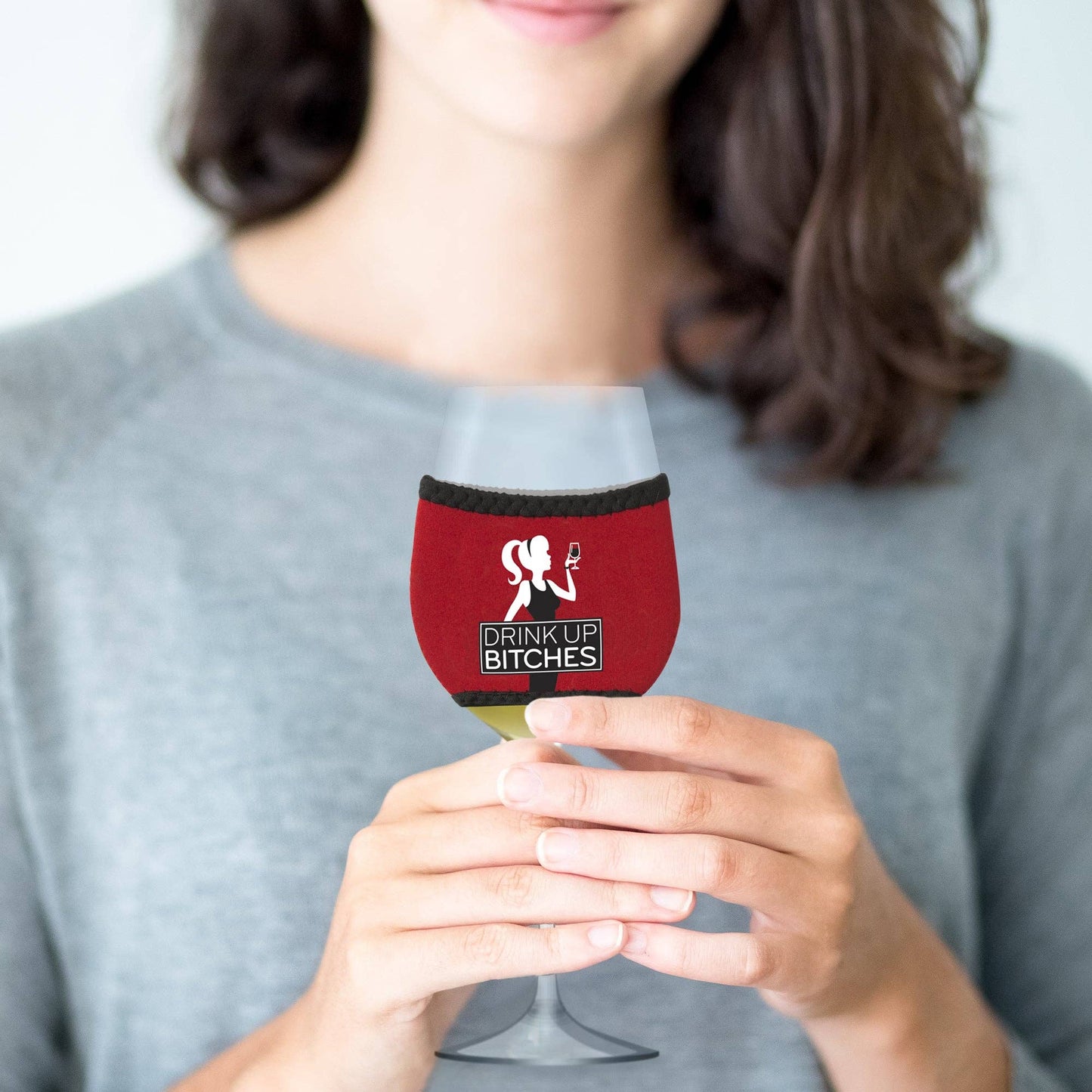 Drink Up Bitches Wine Glass Sleeve