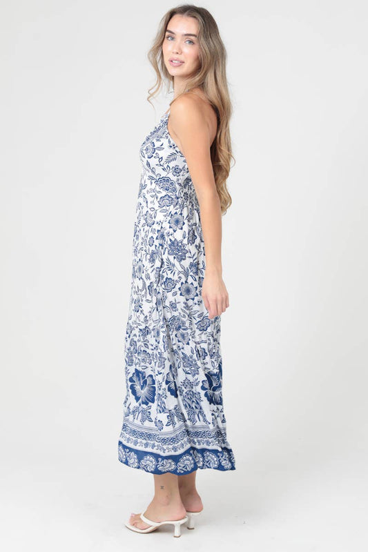 Printed Halter Neck Maxi Dress