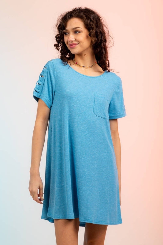 Ruched Cutout Sleeve Tee Dress