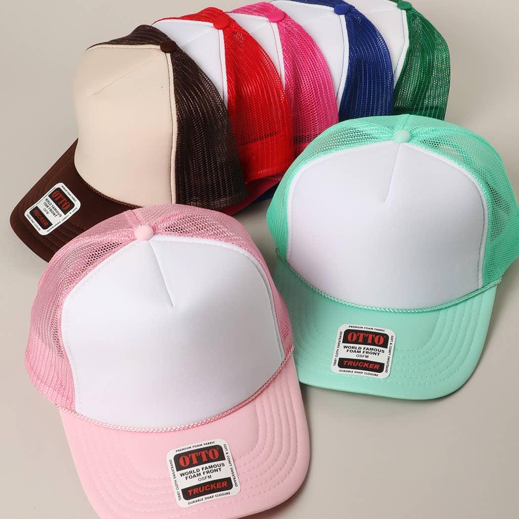 Two-Tone Mesh Back High Crown Foam Trucker Hat - Southern Sassy Boutique