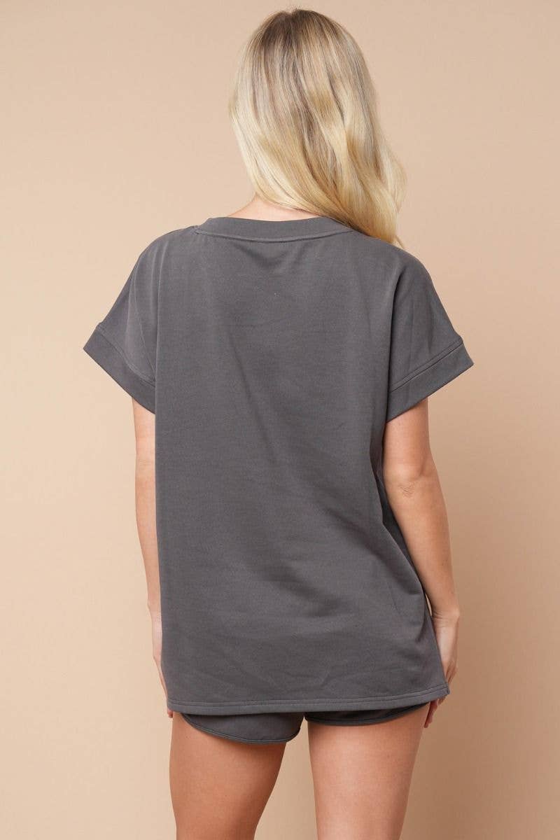 Short Sleeve Solid Knit Top