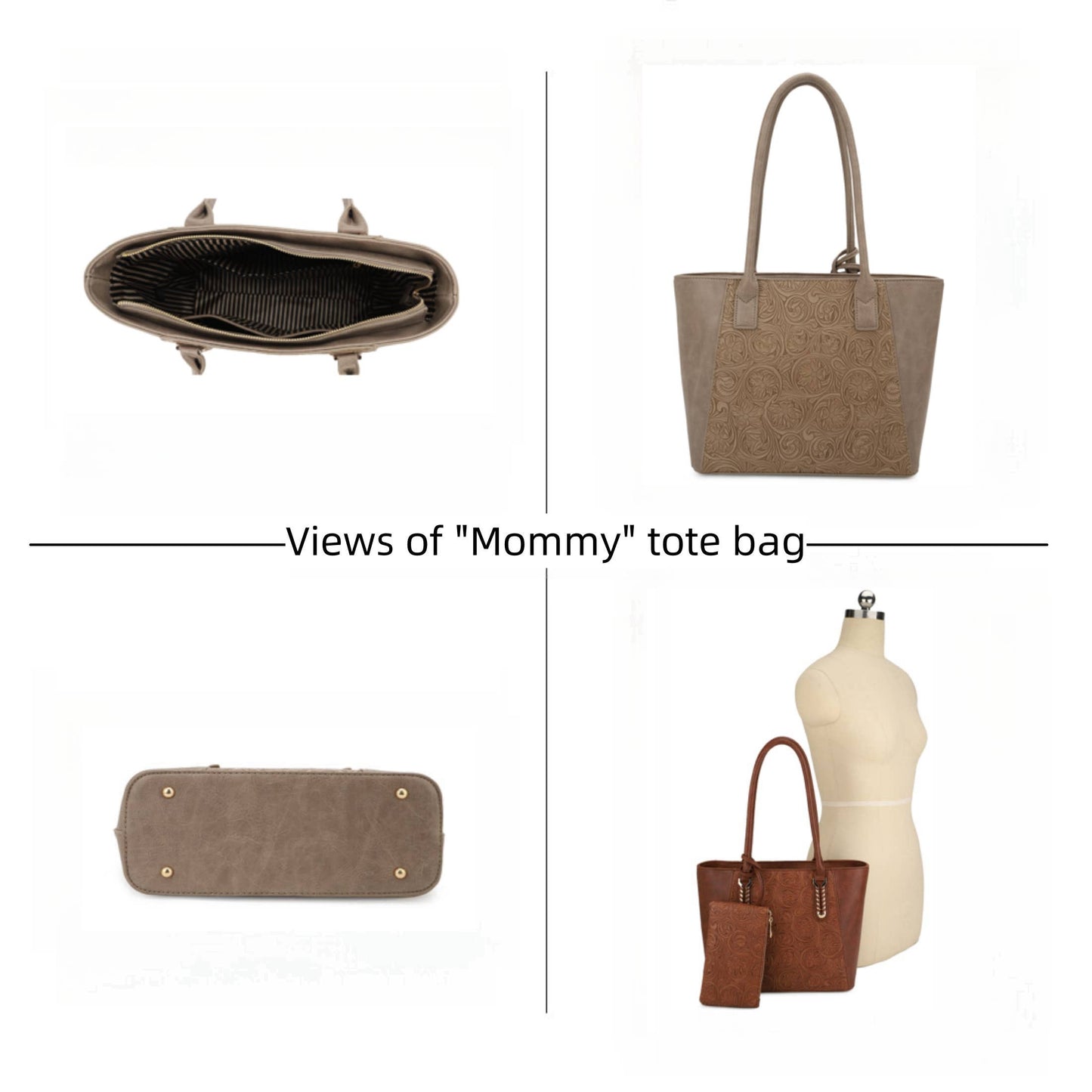 Maye Paisley Embossed 3 in 1 Tote Set