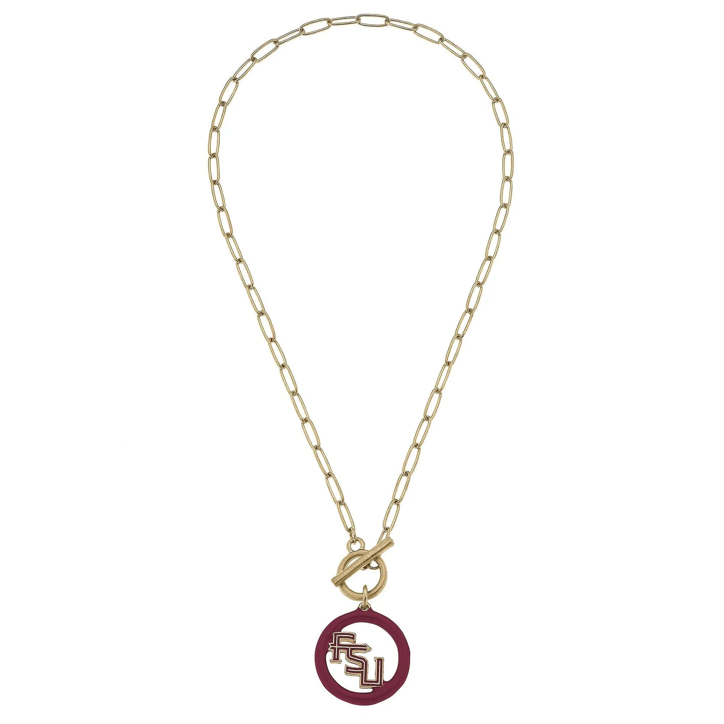 Florida State Seminoles Logo Enamel T-Bar Necklace - Southern Sassy Boutique