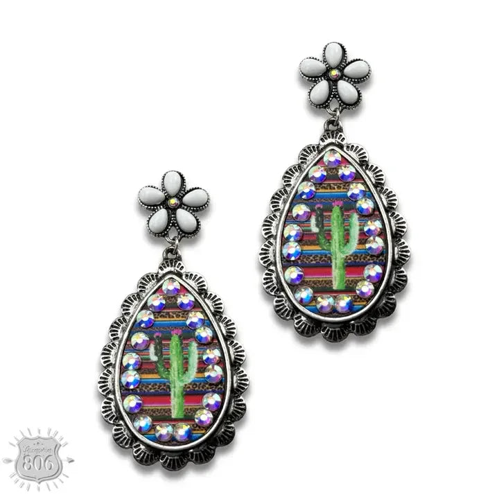Flower Post Inlay Teardrop Earrings - Southern Sassy Boutique