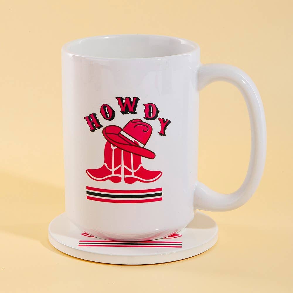 Western Cowboy Boots And Hat 15 Oz Mug With Matching Coaster