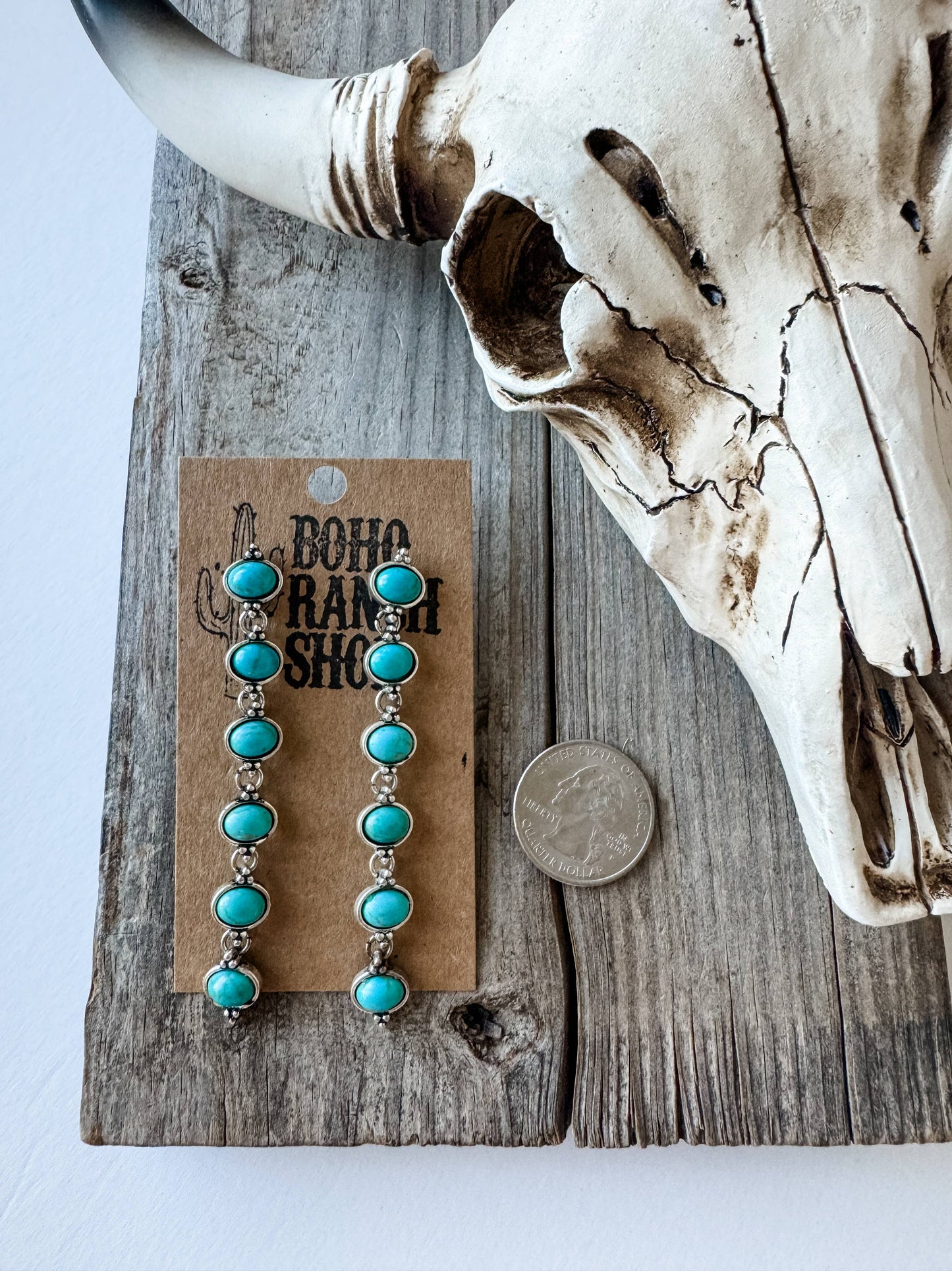 Western Stone Drop Stud Earrings