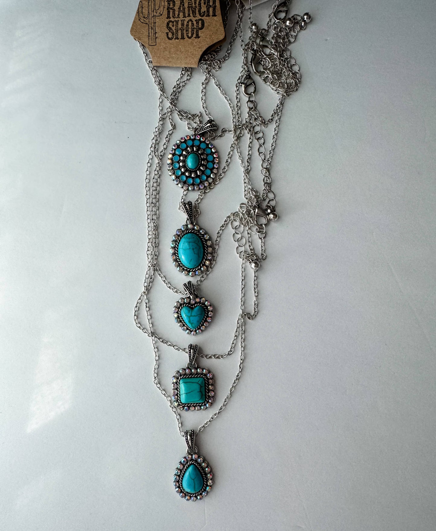 Western Semi Stone Rhinestone Heart Necklace