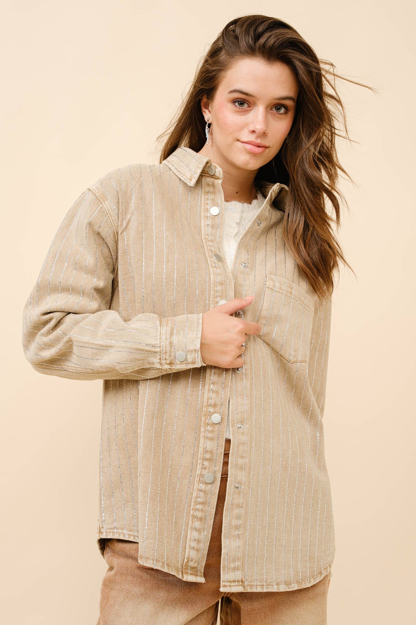 High Luxury Embellished Sparkle Stone Stripe Jacket