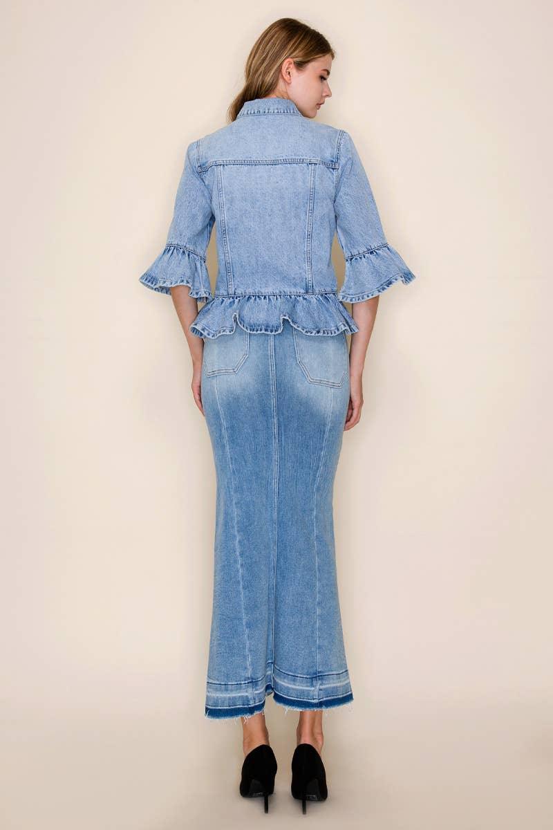 RUFFLE SLEEVE CROP JACKET - Southern Sassy Boutique