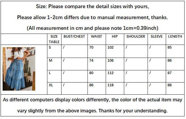 Bohemian Tiered Denim Skirt A-Line - Southern Sassy Boutique