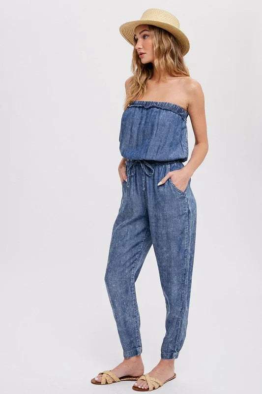 Acid Wash Tube Jumpsuit - Southern Sassy Boutique