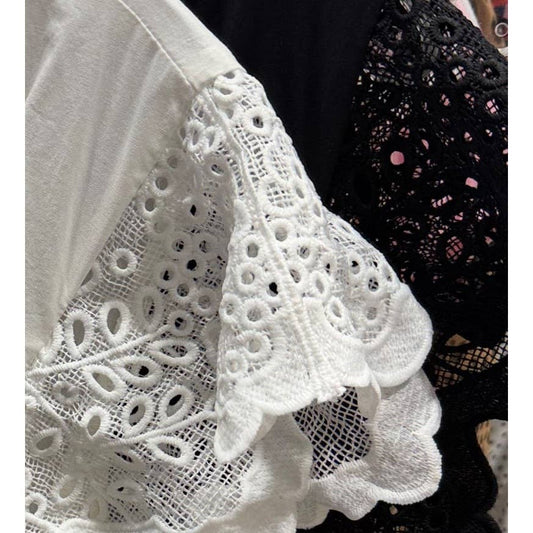 Curvy Eyelet Peplum Top