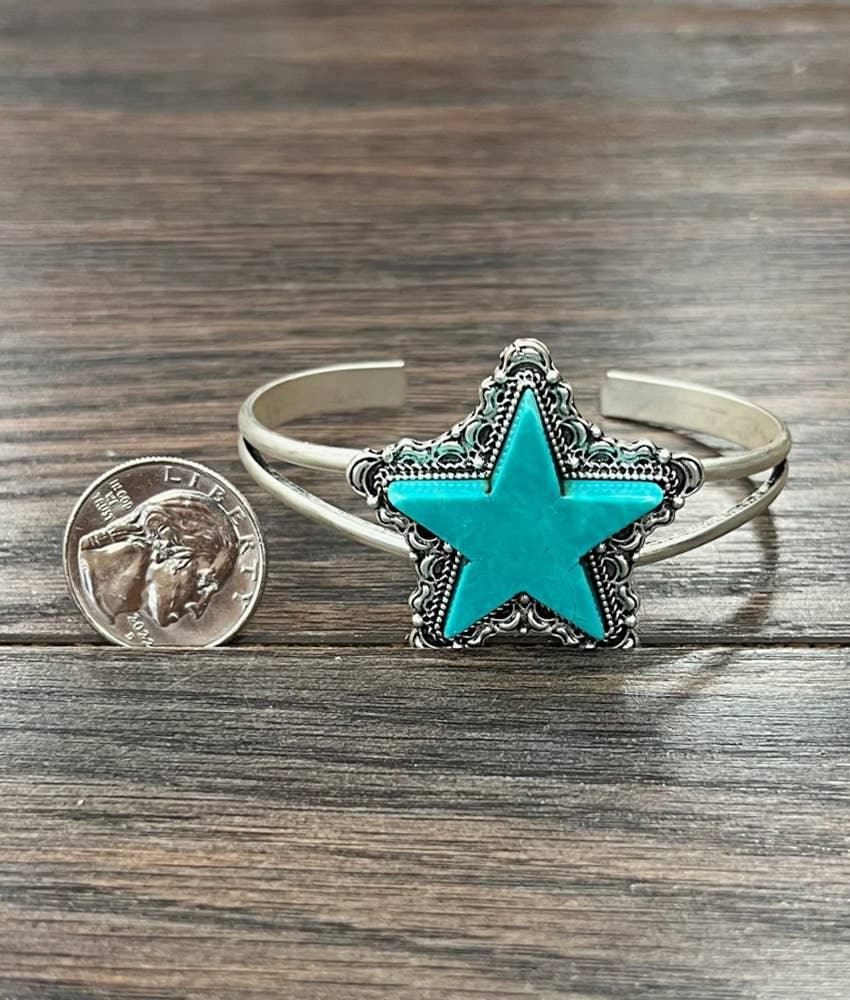 711306, Star Turquoise Cuff Bracelet - Southern Sassy Boutique