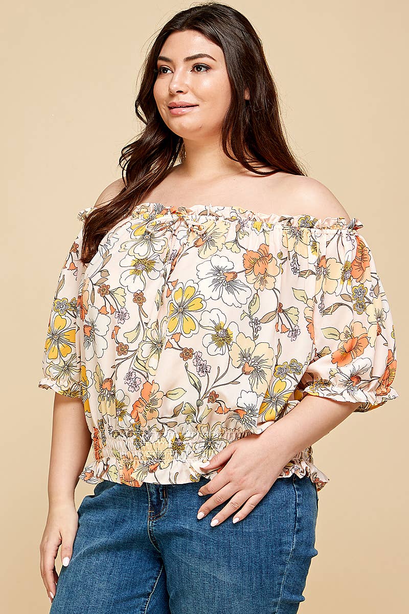 Peasant Off Shoulders Floral Top