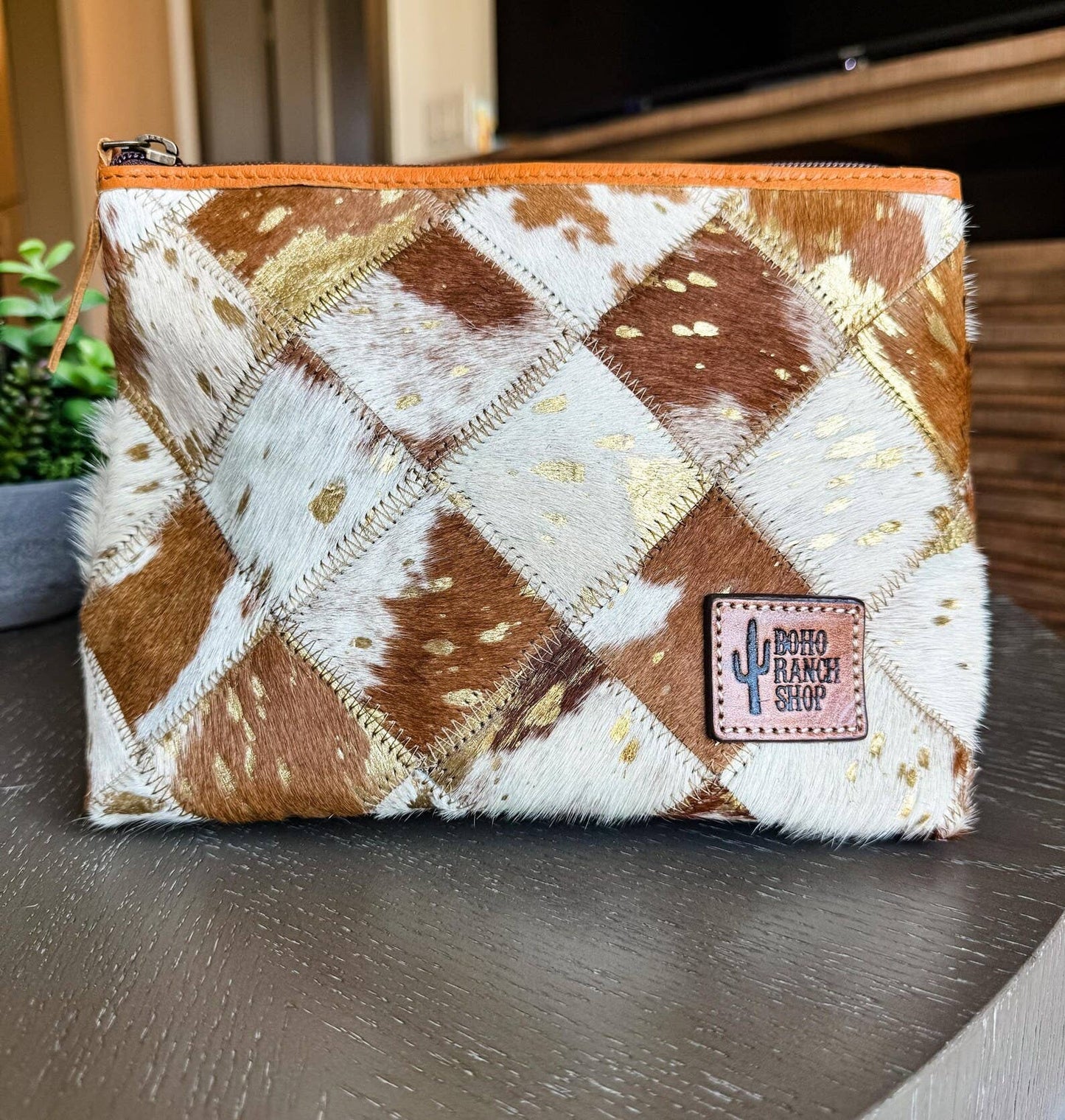 Western Cowhide Makeup Bag Travel