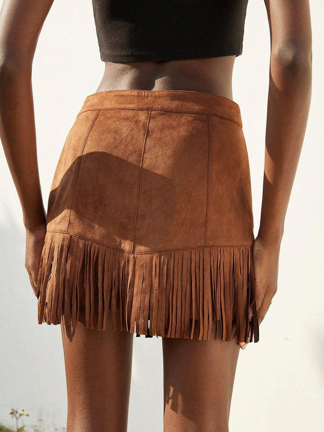 Vintage Fringe Western Cowgirl Stud Skirt - Southern Sassy Boutique