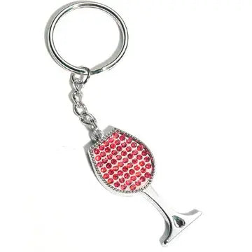 Rhinestone Wine Keychain