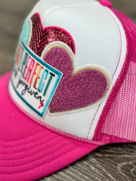 Not Perfect, Just Forgiven Bright Christian Faith Trucker Hat - Southern Sassy Boutique
