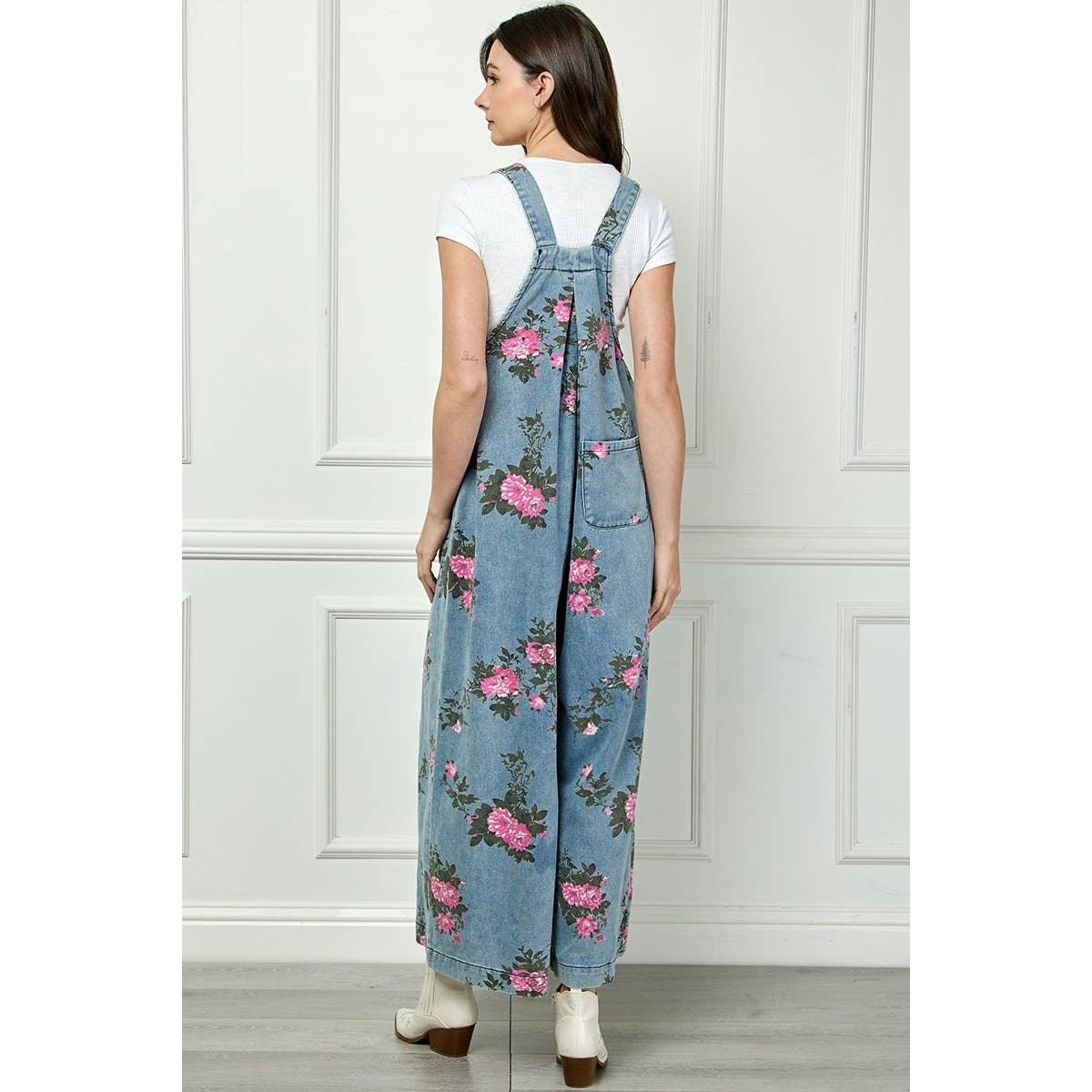 Painted Floral Sleeveless Jumpsuit - Southern Sassy Boutique