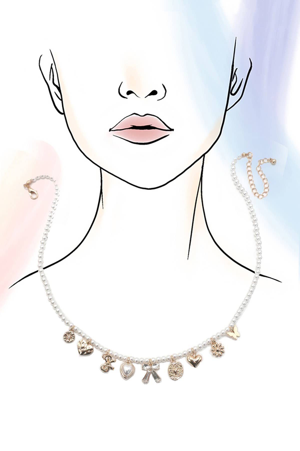 Charm Mix Of Bow Necklace