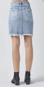 Risen Light Wash High Rise Mini Skirt