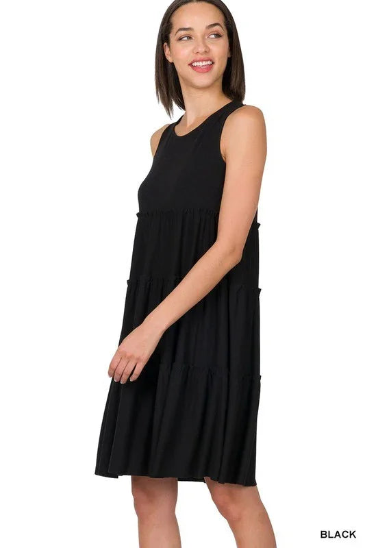 Sleeveless Solid Color Tier Dress - Southern Sassy Boutique