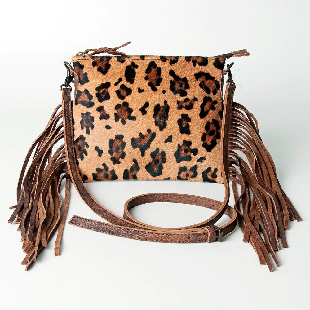 Leopard + Fringe Bag