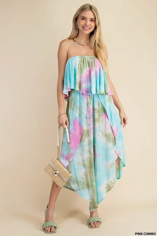 Tie Dye Off Shoulder Jumpsuit - Southern Sassy Boutique