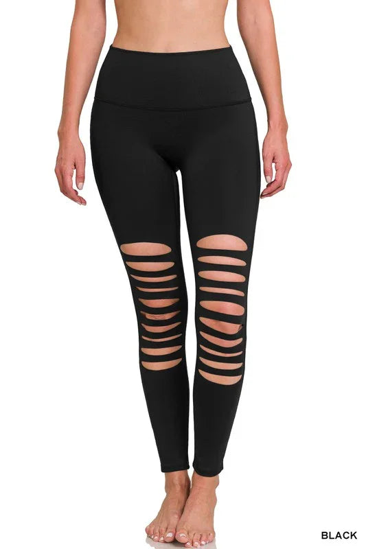 Athletic Knee Cut Out High Waisted Leggings - Southern Sassy Boutique