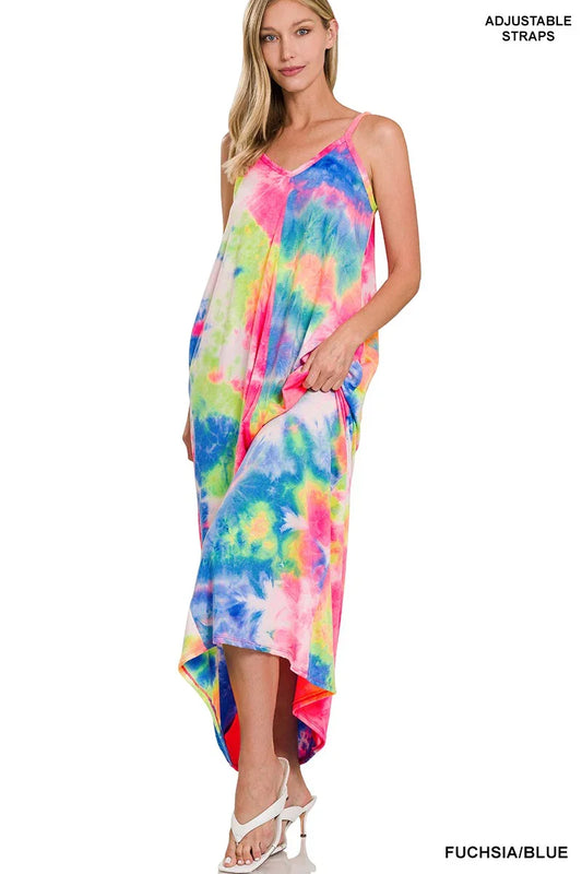 French Terry Tie-Dye Maxi Dress - Southern Sassy Boutique