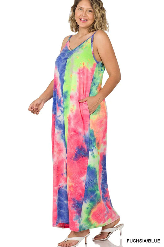 French Terry Tie-Dye Maxi Dress - Southern Sassy Boutique