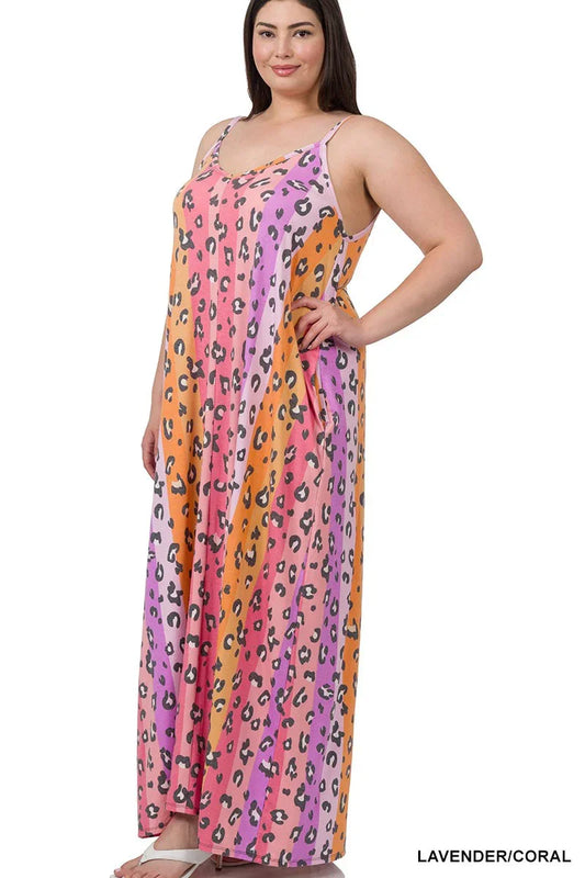Animal Print V-Neck Maxi Dress - Southern Sassy Boutique