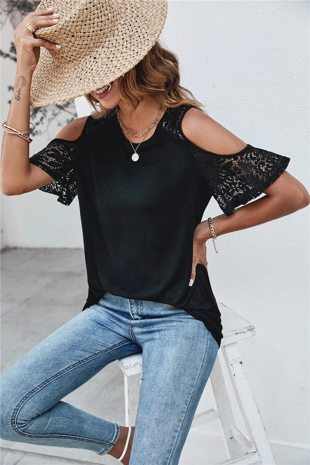 Cold Shoulder Lace Top