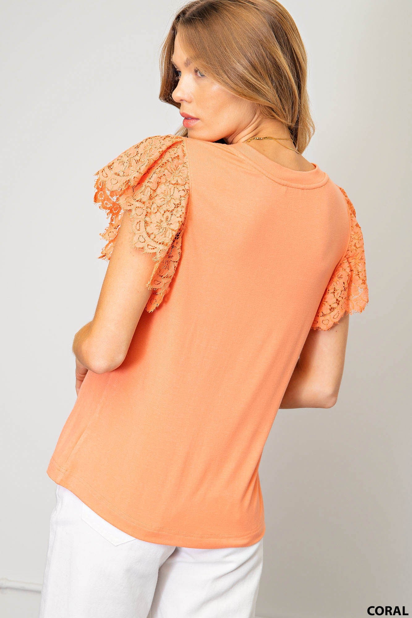 Eyelet Cotton Lace Sleeve Top