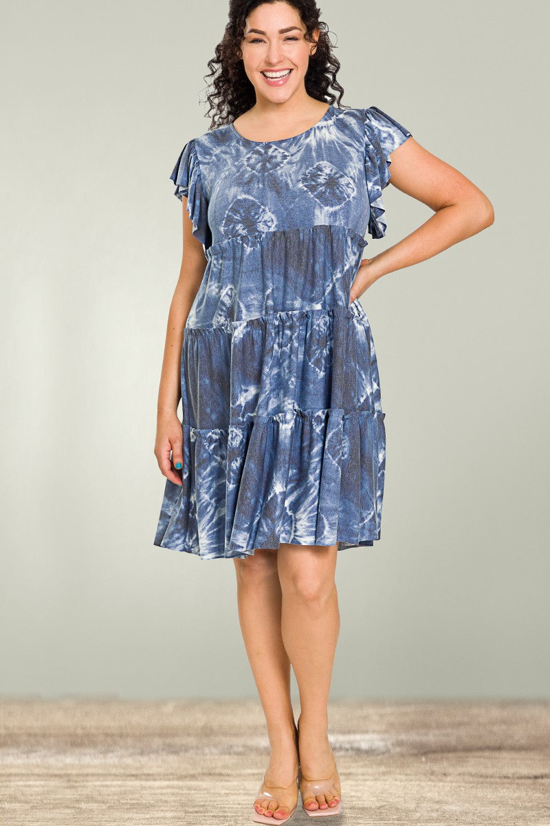 Tie-Dye Ruffle Tiered Dress