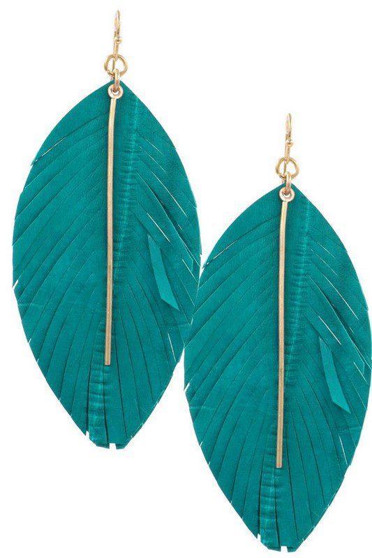 Leather Feather Drop Earring - Southern Sassy Boutique