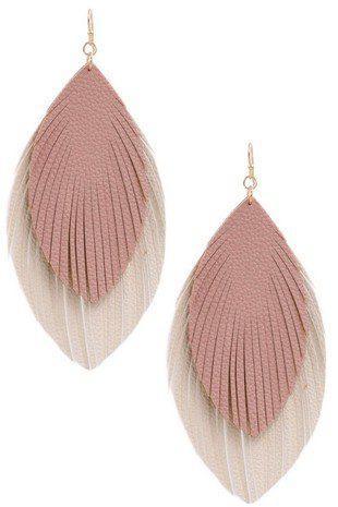 Layered Leather Feather Earring - Southern Sassy Boutique