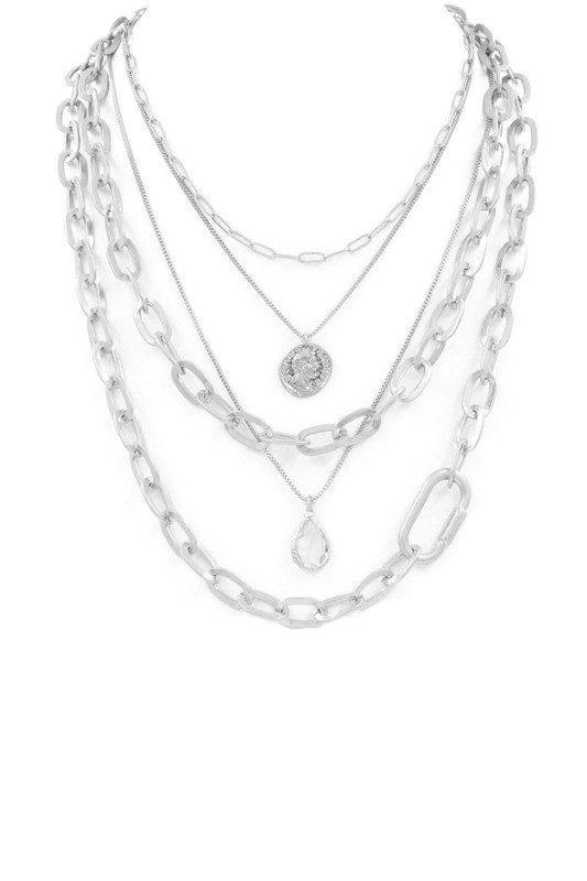 Layered Metal Chain Charm Necklace - Southern Sassy Boutique