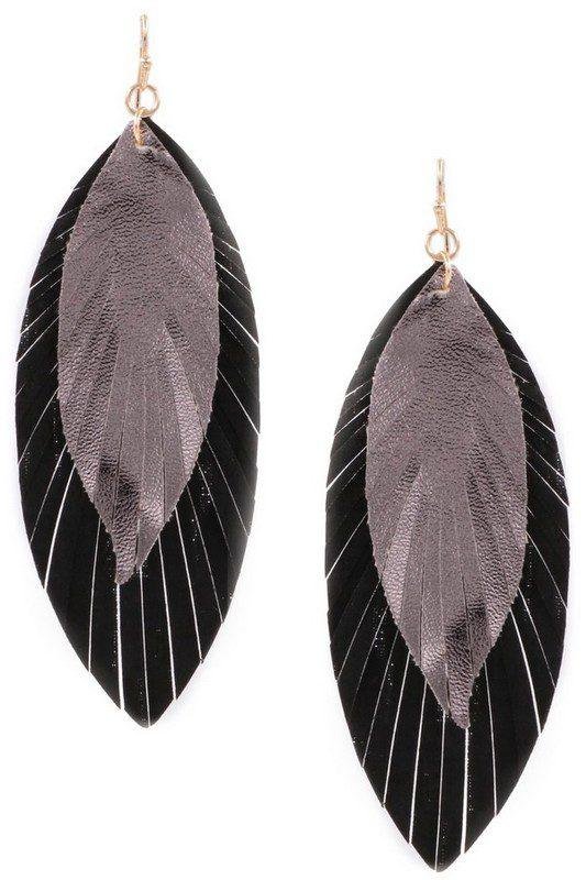 Faux leather hot sale leaf earrings