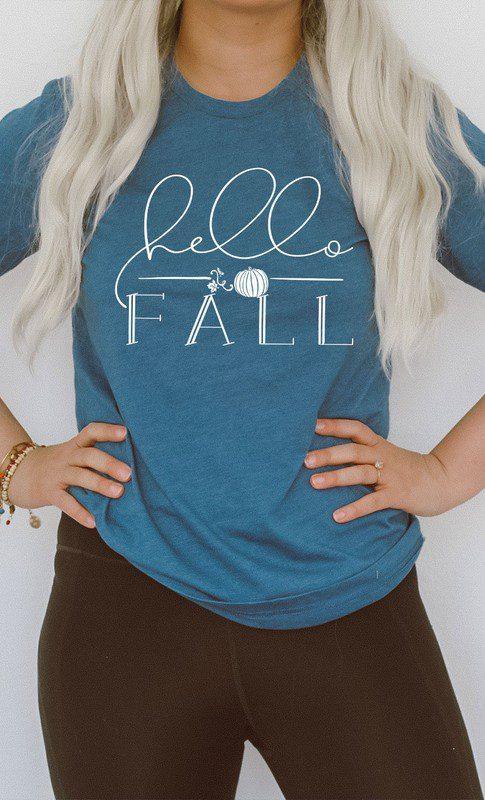 Simple Hello Fall Graphic Tee. - Southern Sassy Boutique