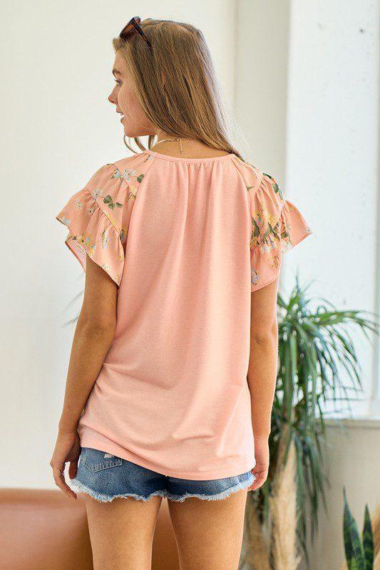 Peach Floral Tiered Top - Southern Sassy Boutique