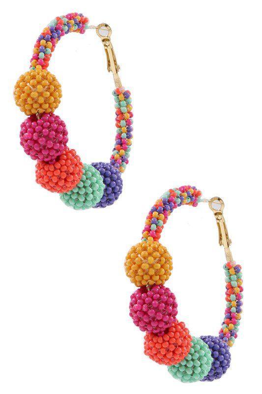 Seed Beaded Hoop Earrings - Southern Sassy Boutique