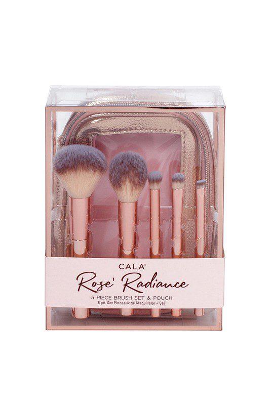 Rose Radiance 5 Pcs Brush Set With Pouch. - Southern Sassy Boutique