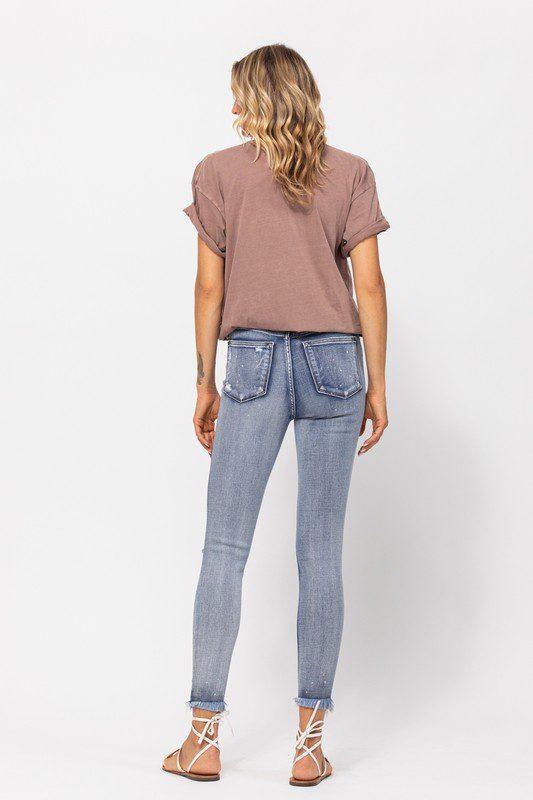 Judy Blue Fringed Ankle Beach Splash Jeans - Southern Sassy Boutique