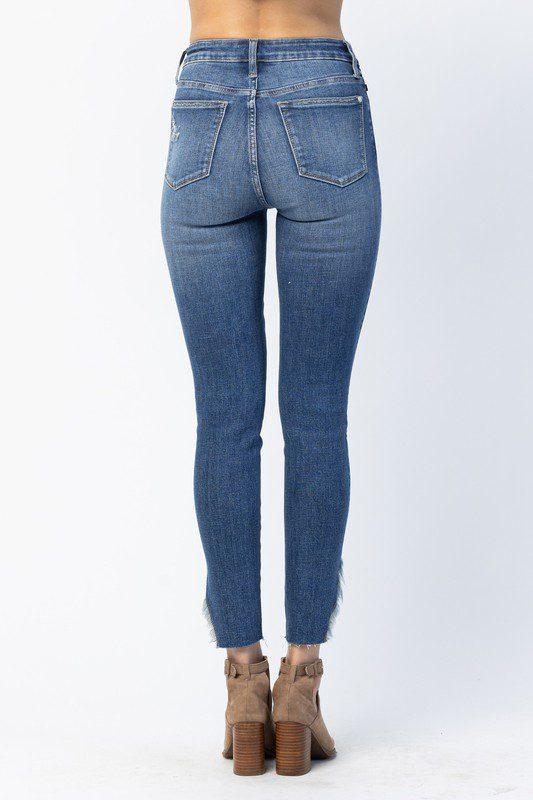 Judy Blue High Rise Split Hem Skinny Jeans - Southern Sassy Boutique